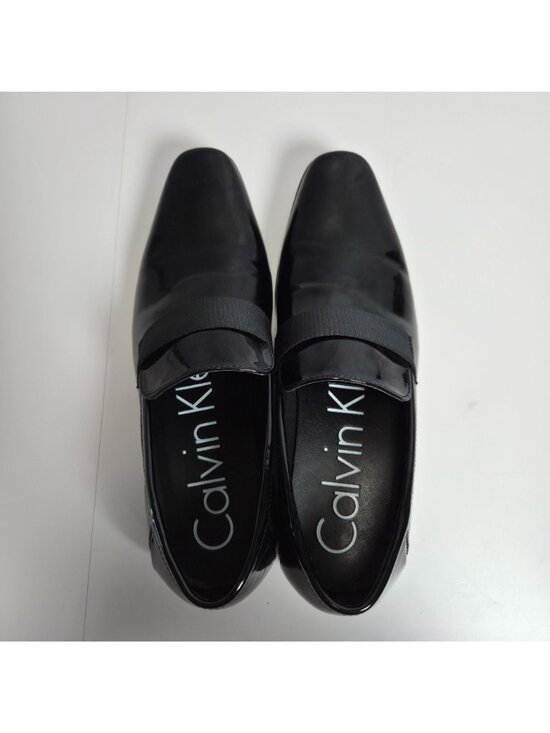 Calvin Klein Mens Black Patent Tuxedo Slip-On Loafers Bernard Style Size 9M main image 4